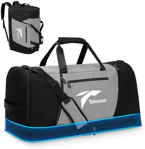 Tolaccea Large Mens Travel Bag, 54L-72L Expandable Duffel Bag for Travel, Carry On Weekend Bag Workout Overnight Backpack with Shoe Laptop Compartment, Gym Bag for Men Women, Sports Duffel Bag