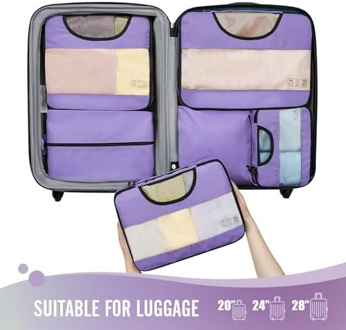Veken 6 Set Packing Cubes for Suitcases, Travel Organizer Bags for Carry on Luggage, Suitcase Organizer Bags Set for Travel Essentials Travel Accessories in 4 Sizes(Extra Large, Large, Medium, Small) - Image 3
