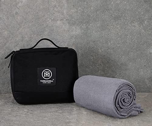 Threadmill Travel Blanket Cotton Viscose from Bamboo - Airplane Premium Soft Flight Grey Throw Blanket in Cloth Bag (Grey Color) Compact & Portable Blanket for Travel, Car, Picnic & Camping - Image 5