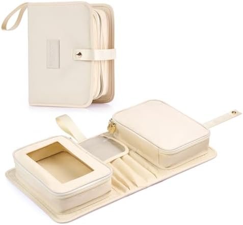 Travel Makeup Bag for Women for Cosmetics, Brushes, and Toiletries, Compact and Portable Makeup Organizer, Large Capacity Storage Cosmetic Bag for Business, Vacation, or Weekend Traveling (Ivory)