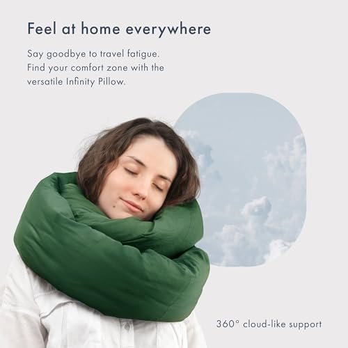 Huzi Infinity Pillow - Travel Neck Pillow - Versatile Soft 360 Support Scarf - Machine Washable - Home Travel Flight Road Trips (Pine Green) - Image 2