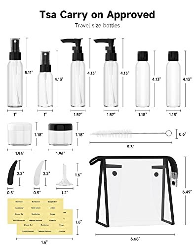Morfone Travel Bottles kit, TSA Approved Travel Size Containers for Toiletries Leak Proof Refillable Liquid Travel Accessories with Toiletry Bag for Cosmetic Shampoo Conditioner Lotion - Image 6