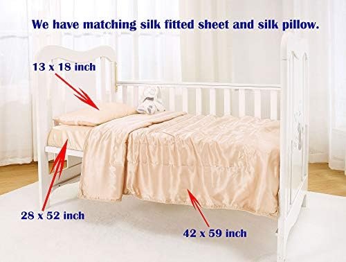 Pure Silk Throw Blanket, 100% Mulberry Silk Inside and Outside, Pure Silk Children Blanket for Couch Bed Sofa Travel - Lightweight Cozy Warm Bed Blanket for All Season (42x59, Champagne) - Image 4