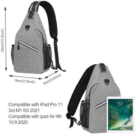 MOSISO Sling Backpack, Multipurpose Crossbody Shoulder Bag Travel Hiking Daypack, Gray, Medium - Image 4