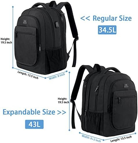 MATEIN College Large Travel Backpack, TSA Expandable Laptop Backpack with USB Charging Port, Anti Theft Computer Bag Fit 17.3 Inch Laptop Water Resistant College Backpack Gift for Men Women, Black - Image 4