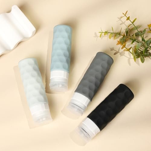 Travel Bottles for Toiletries, 4pcs Tsa Approved 3oz Travel Size Containers, BPA Free Leak Proof Premium Silicone Travel Bottles, Refillable Liquid Travel Accessories W/Toiletry Bag - Image 7
