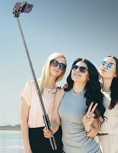 71" Phone Tripod & Selfie Stick, All in One Extendable Cell Phone Tripod with Wireless Remote, Tripod Stand for iPhone & Travel Tripod 360° Rotation Compatible with iPhone Android Phone, Camera - Image 8