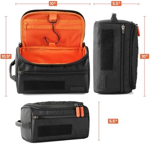 Fitdom Hanging Toiletry Bag Tactical Dopp Kit Case For Men. Perfect For Travel & Storage. Fits Large & Small Cosmetic, Clipper, Toothbrush, Shaving & Shower Care. Best Overnight Organizer - Image 2