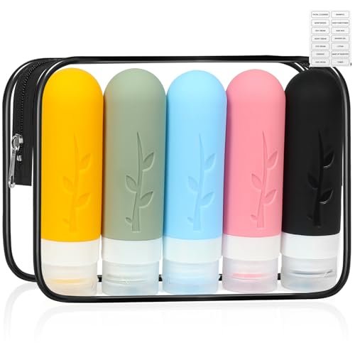 Shintop Travel Bottles for Toiletries, 3oz TSA Approved Travel Size Bottles Leak Proof Silicone Travel Containers BPA Free Refillable Squeeze Bottles For Shampoo Conditioner Liquid Lotion