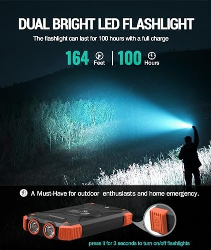 BLAVOR Solar Charger Power Bank 10,000mAh, Portable Wireless Charger, 20W Fast Charging External Battery Pack with USB C for Cell Phones, Solar Panel Charger with Dual Flashlight for Camping - Image 7