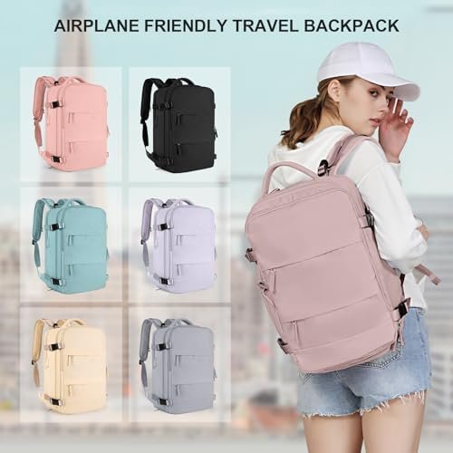 coowoz Large Travel Backpack For Women Men,Carry On Backpack,Hiking Backpack Waterproof Outdoor Sports Rucksack Casual Daypack travel essentials(Pink Purple) - Image 7