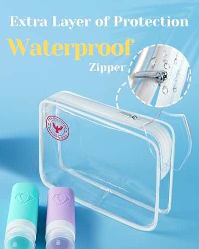 Upgraded Travel Bottles for Toiletries Triple Leak-Proof Thickened Body Travel Essentials, Includes 5 x 3oz(90ml) Travel Bottles Waterproof Zipper Tsa Approved Toiletry Bag 2 Sets of Label - Image 5