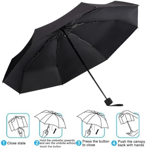 Goothdurs Mini Travel Compact Windproof Umbrella - Small Folding Lightweight Sun & Rain Umbrellas with 95% UV Protection for Women Men - Image 5