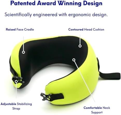 Cushion Lab Travel Pillow, Award-Winning Patented Ergonomic Design for Chin & Neck Support Memory Foam Neck Pillow, Compact Airplane Pillow for Traveling, Flight, Car (Spark, Medium) - Image 3