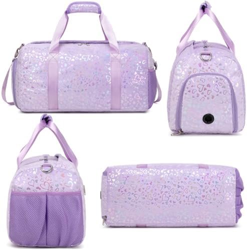 Duffel Bag for Girls Fluffy Dance Bag for Girls Ballet Bag Girls Sports Gym Bag Water Resistant Travel Duffle Bags with Shoes Compartment - Image 2