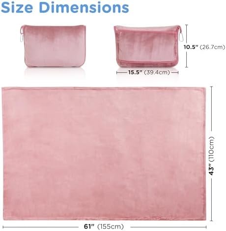 ATsense Travel Blanket Pillow, Premium 2 in 1 Soft Airplane Blanket Compact with Bag Pillowcase for Long Trips, Flying and Car, Travel Essentials for Women with Hand Luggage Sleeve and Backpack Clip - Image 6