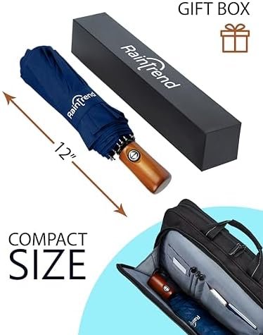 NEW Windproof Umbrella for Rain Large Double Canopy Travel Umbrella,Golf Umbrella,Automatic Compact Umbrella,Folding Umbrella for Backpack,Portable Umbrella Auto,Mens Umbrella, Blue - Image 3