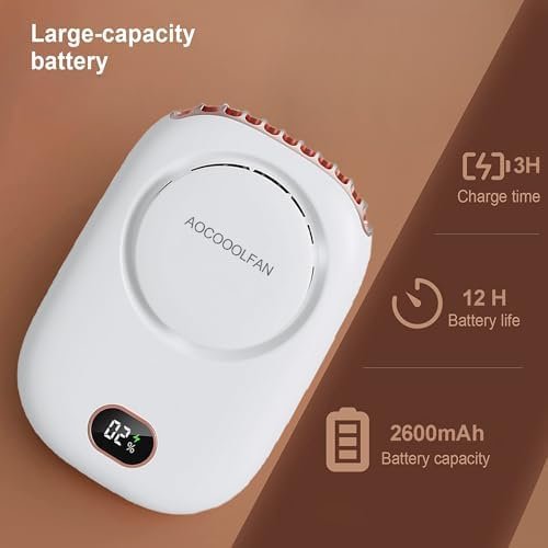 Portable Neck Fan, Handheld Mini Fan Small Personal Fan, Hand Held Fan USB Rechargeable Eyelash Fan for Kids Girls Boys Woman Man Home Outdoor Travel (White) - Image 3