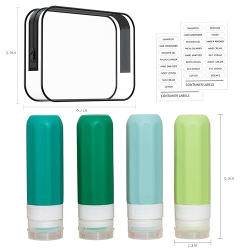 Travel Bottles for Toiletries, Tsa Approved 3.4oz Travel Size, BPA Free, Leak Proof, Refillable Liquid Silicone Containers - Squeezable Travel Accessories for Shampoo, Conditioner, Lotion - 4 Pack - Image 2