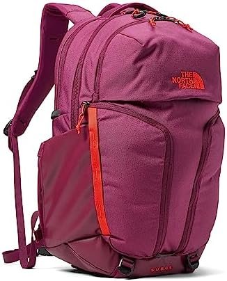 THE NORTH FACE Women's Surge Commuter Laptop Backpack, Boysenberry Light Heather/Fiery Red, One Size
