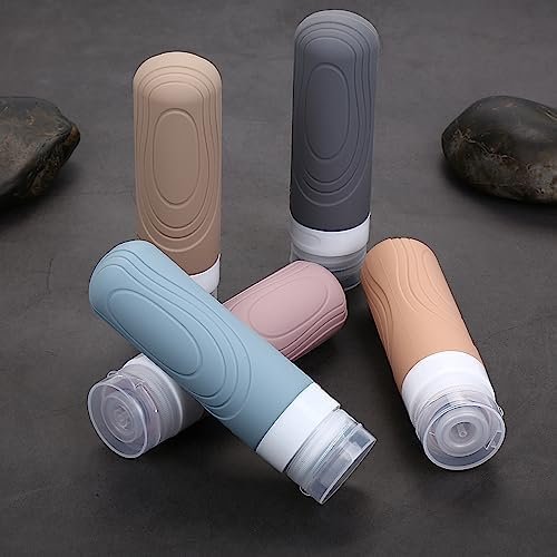 Travel Bottles for Toiletries, Tsa Approved 3oz Portable Travel Bottles, BPA Free Leak Proof Squeezable Silicone Travel Size Containers .(5 Pack)- Light Colors - Image 7