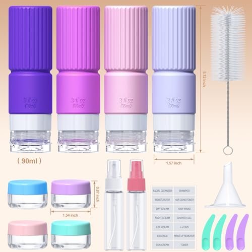 18pack Travel Bottles for Toiletries,TSA Approved Silicone Travel Containers for Toiletries,Leak Proof Refillable Liqus Shampoo And Conditioner Travel Essentials toiletry Bottles - Image 2