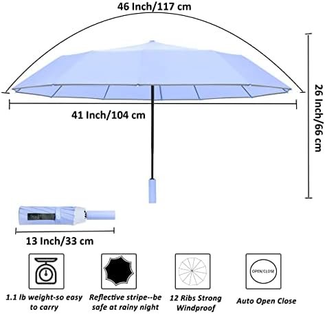 BAODINI Windproof Compact Rain Umbrella for Travel 42/46 Inch Premium Fabric Auto Open Perfect for Purse and Backpack Portable Umbrella for Women and Men - Image 6