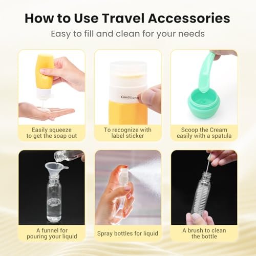 17 Pack Travel Bottles for Toiletries, TSA Approved Travel Size Toiletries Bottles, Leak Proof Travel Size Containers, Travel Essentials for Body Wash, Shampoo, Lotion & Conditioner Colorful - Image 3