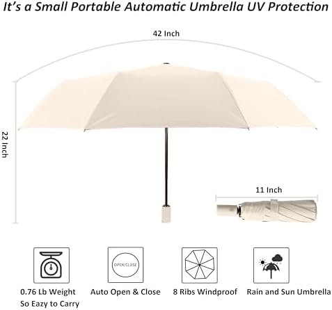 BAODINI Small UV Protection Travel Umbrella Compact for Rain and Sun UPF 50+ Windproof Portable 42 inch Umbrella for Women and Men - Image 6