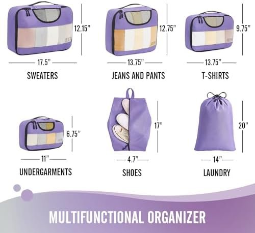 Veken 6 Set Packing Cubes for Suitcases, Travel Organizer Bags for Carry on Luggage, Suitcase Organizer Bags Set for Travel Essentials Travel Accessories in 4 Sizes(Extra Large, Large, Medium, Small) - Image 6