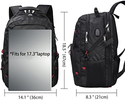 NUBILY Laptop Backpack 17 Inch Waterproof Extra Large TSA Travel Backpack Anti Theft College Business Mens Backpacks with USB Charging Port 17.3 Gaming Computer Backpack for Women Men Black 45L - Image 6