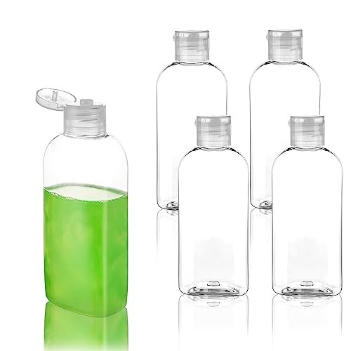 Travel Size Containers Plastic Travel Bottles Leak Proof Squeeze Bottles with Flip Cap TSA Approved 3.4oz/100ml Travel Bottles for Toiletries, Shampoo, Conditioner & Lotion (5 Pack)