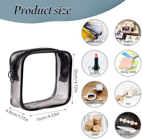 Sliverdew 2 PCS Small Clear Makeup Bags Zipper Pouch Mini Cosmetic Bag White Black Toiletry Bag for Men Purse Essentials Items Women Purse Travel Accessories - Image 2
