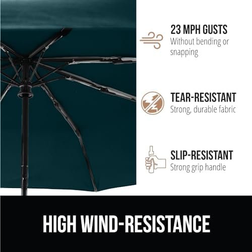 Gorilla Grip Windproof Compact Stick Umbrella for Rain, One-Click Automatic Open and Close, Strong Reinforced Fiberglass Ribs, Easily Collapsible, Lightweight Portable Umbrellas for Travel - Image 4