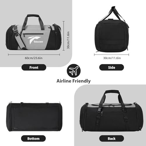 Tolaccea Expandable Mens Travel Bag Gym Bag Large 54L-72L Weekender with Shoe Compartment Wet Compartment Laptop Compartment Travel Backpack Hand Luggage Bag Duffle Bag for Travel Gym Sports Sauna - Image 8