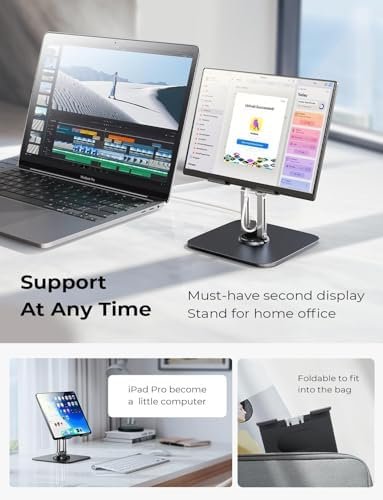 LISEN for iPad Stand Holder Adjustable Tablet Stand for Desk, 2024 for iPad Accessories for Computer Accessories iPad Holder for Desk Kindle Table Mount/Monitor/PS/Switch iPhone 12.9"-4.7" - Image 3