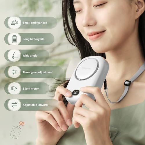 Portable Neck Fan, Handheld Mini Fan Small Personal Fan, Hand Held Fan USB Rechargeable Eyelash Fan for Kids Girls Boys Woman Man Home Outdoor Travel (White) - Image 2