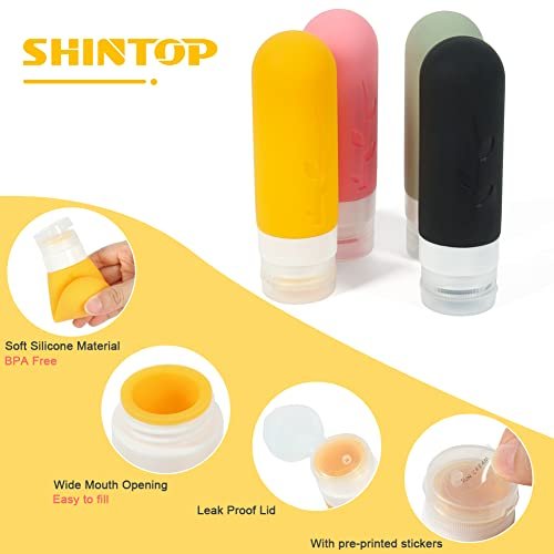Shintop Travel Bottles for Toiletries, 3oz TSA Approved Travel Size Bottles Leak Proof Silicone Travel Containers BPA Free Refillable Squeeze Bottles For Shampoo Conditioner Liquid Lotion - Image 4