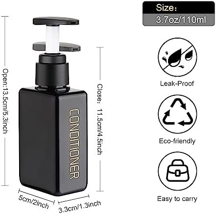 Travel Bottles Travel Accessories Toiletries 4 Pack 3.7oz/110ml Travel Shampoo and Conditioner Bottles Empty Plastic Pump Bottle Dispenser Travel Size Bottles (3labels &1blank Black) - Image 2