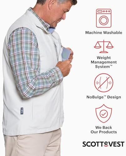 SCOTTeVEST Featherweight Vest for Men - 16 Hidden Pockets - Lightweight Water Repellent for Travel & More - Image 2