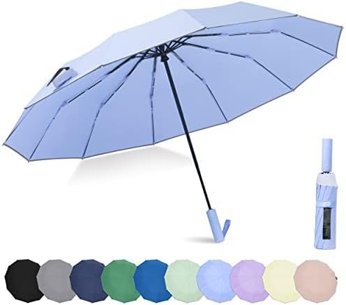 BAODINI Windproof Compact Rain Umbrella for Travel 42/46 Inch Premium Fabric Auto Open Perfect for Purse and Backpack Portable Umbrella for Women and Men