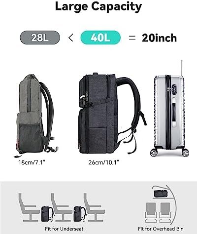 Upgraded Version Business Backpack, Anti Theft Carry on Backpack, Extra Large 17.3 inch Travel Laptop Backpack, Water Resistant College Bag Carry on Bag Gifts for Men&Women for Office/Teacher/Work. - Image 2