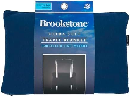 Brookstone Travel 2-1 Ultra Soft Jersey Knit Travel Blanket with Carrying Case and Luggage Pass-Through - Portable Blanket, Blue - Image 3