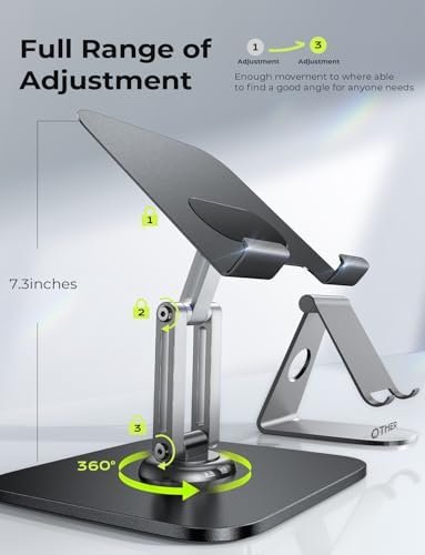 LISEN for iPad Stand Holder Adjustable Tablet Stand for Desk, 2024 for iPad Accessories for Computer Accessories iPad Holder for Desk Kindle Table Mount/Monitor/PS/Switch iPhone 12.9"-4.7" - Image 4