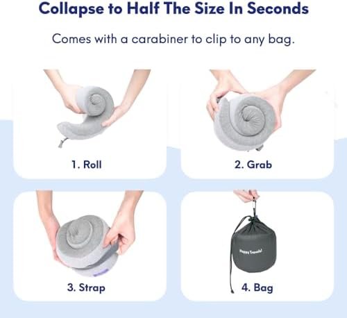Cushion Lab Travel Pillow, Award-Winning Patented Ergonomic Design for Chin & Neck Support Memory Foam Neck Pillow, Compact Airplane Pillow for Traveling, Flight, Car (Spark, Medium) - Image 6