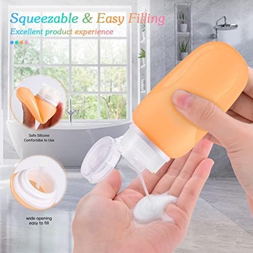 Morfone Travel Bottles Set for Toiletries, Tsa Approved Travel Size Containers BPA Free Leak Proof Refillable Liquid Silicone Squeezable Travel Accessories for Shampoo Conditioner Lotion (4Pack 3oz) - Image 4