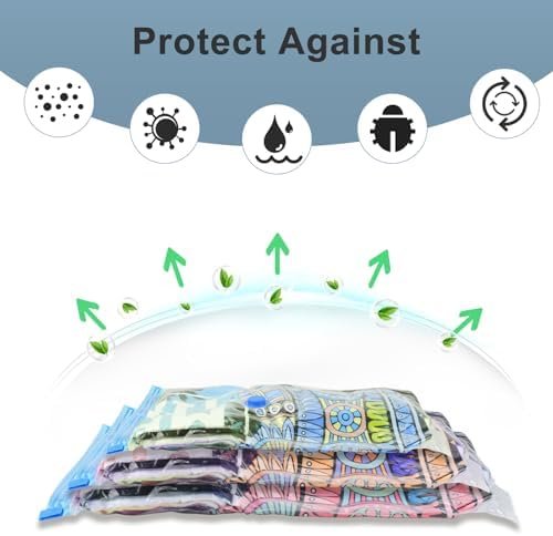 Large Vacuum Storage Bags with Electric Pump 10 Pack (5 Jumbo/5 Large) Vacuum Seal Bags for Clothing Compression Space Saver for Comforters,Blankets - Travel Essentials - Image 9