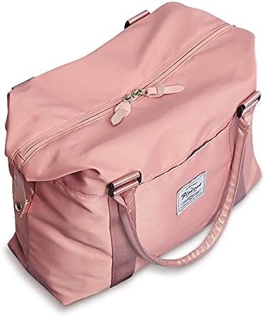 Womens travel bags, weekender carry on for women, sports Gym Bag, workout duffel bag, overnight shoulder Bag fit 15.6 inch Laptop Pink Large