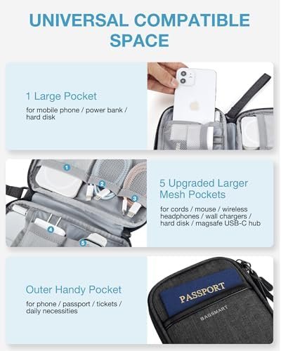 BAGSMART Cord Organizer Travel Cable Organizer Bag Tech Electronic Organizer Travel Case, Travel Essentials for Charger, Cable, Phone, Flash drive, Single Layer - Black - Image 2