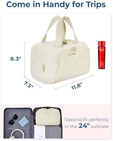BAGSMART Travel Toiletry Bag, Lightweight Large Wide-open Travel Bag for Women, Puffy Cosmetic Makeup Bag Organizer with Handle for Accessories,Essentials, Toiletries, Green - Image 6